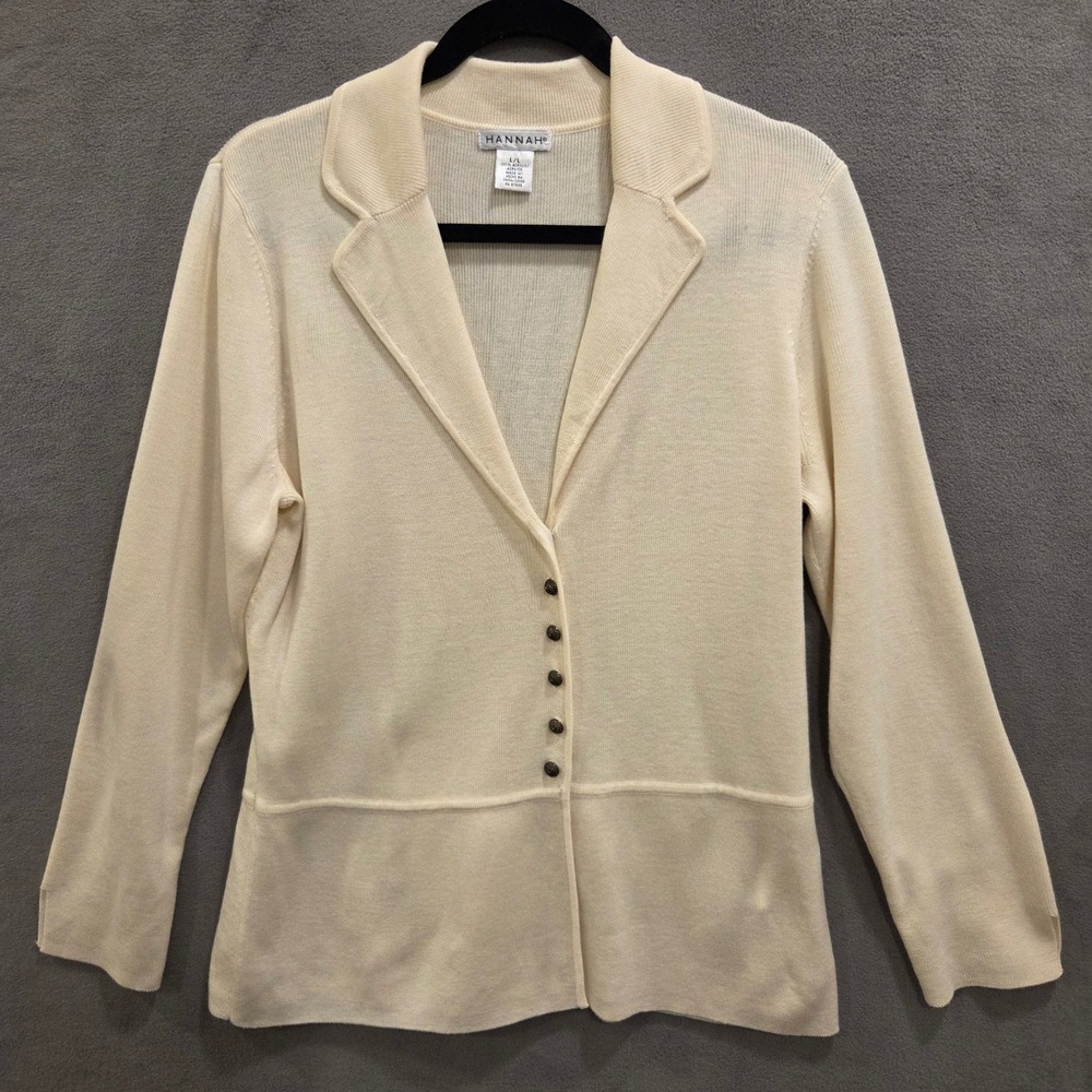 Hannah Yellow Button Front Cardigan Sweater Women Large Coastal Office Casual